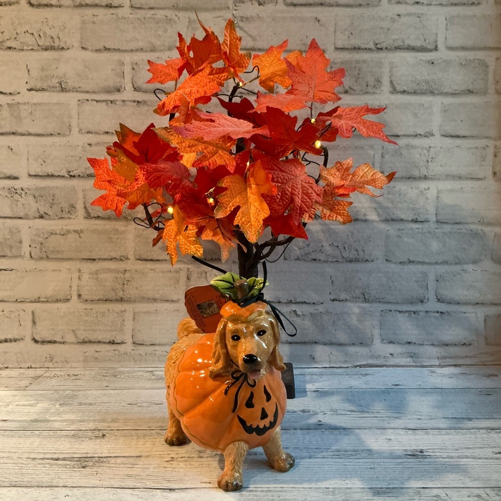 BLUE SKY CLAYWORKS Orange Is My Signature Colour Dachshund Halloween Figurine